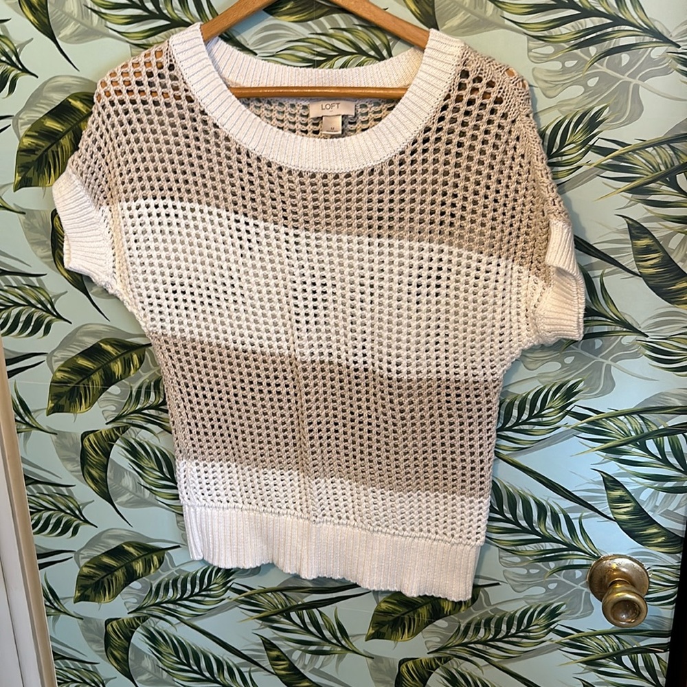 ii71 white ran holie sweater Loft medium med m